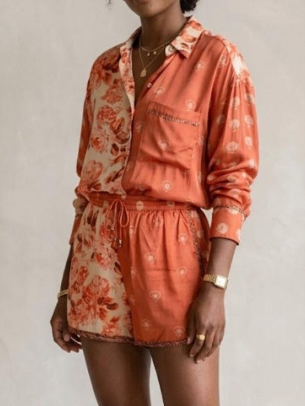 2/$100 SET Zara Blogger Favorite Mixed Floral Print Matching Top (XS) Shorts (S)